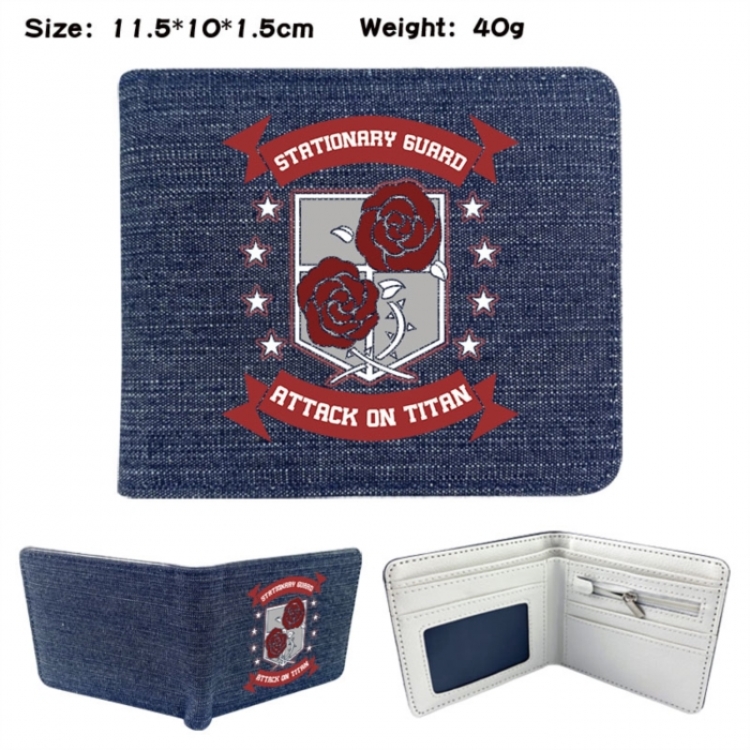 Shingeki no Kyojin Anime denim folding full-color wallet 11.5X10X1.5CM 