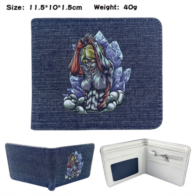 Shingeki no Kyojin Anime denim folding full-color wallet 11.5X10X1.5CM 