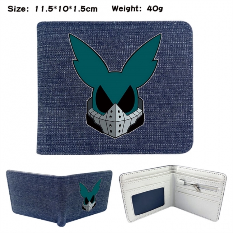 My Hero Academia Anime denim folding full-color wallet 11.5X10X1.5CM