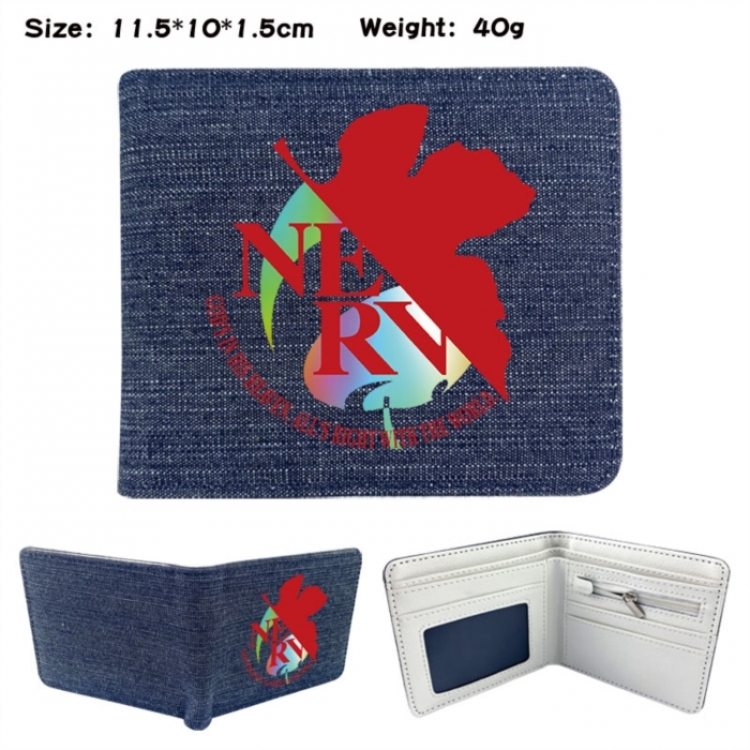 EVA  Anime denim folding full-color wallet 11.5X10X1.5CM 