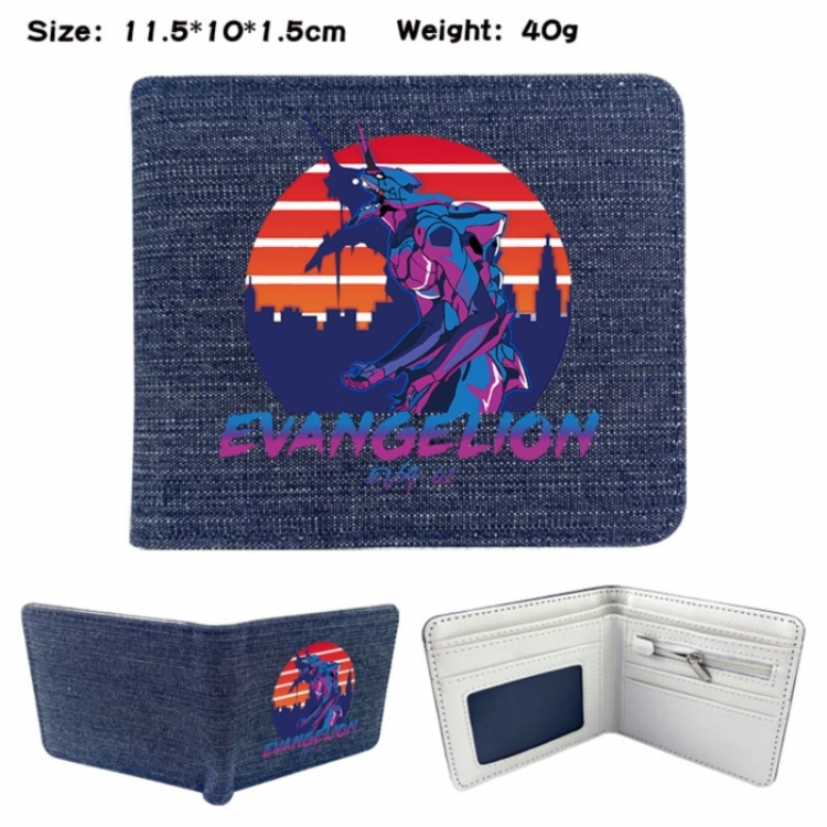 EVA  Anime denim folding full-color wallet 11.5X10X1.5CM 