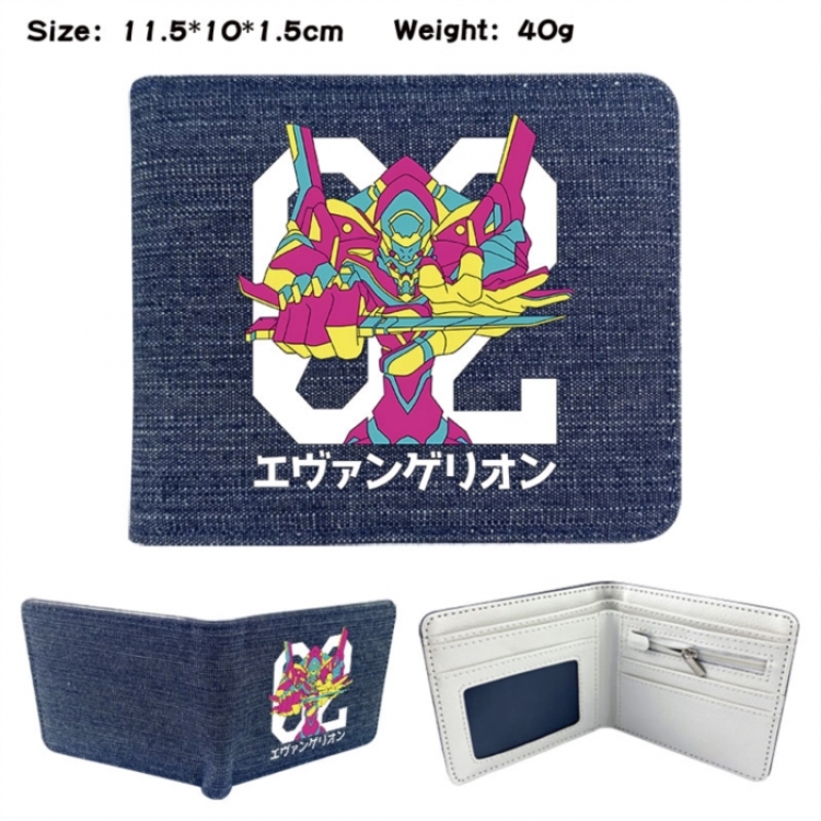 EVA  Anime denim folding full-color wallet 11.5X10X1.5CM 