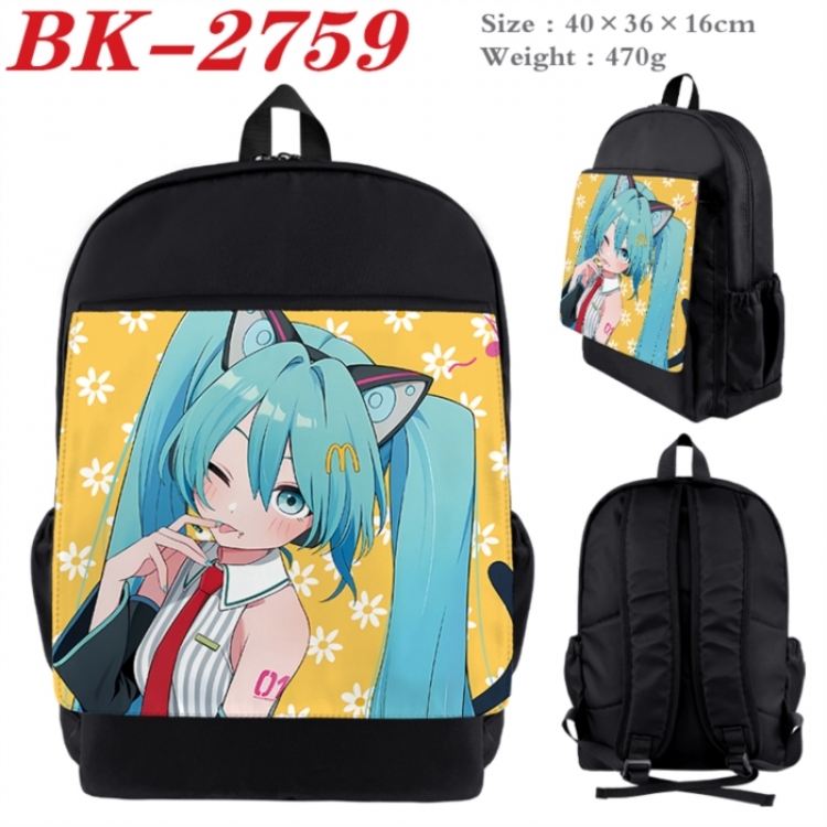 Hatsune Miku Waterproof nylon canvas flip color picture backpack 40X36X16CM