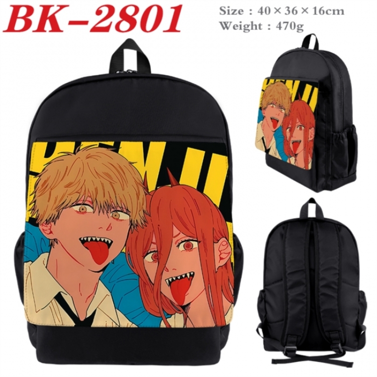 Chainsaw man Waterproof nylon canvas flip color picture backpack 40X36X16CM