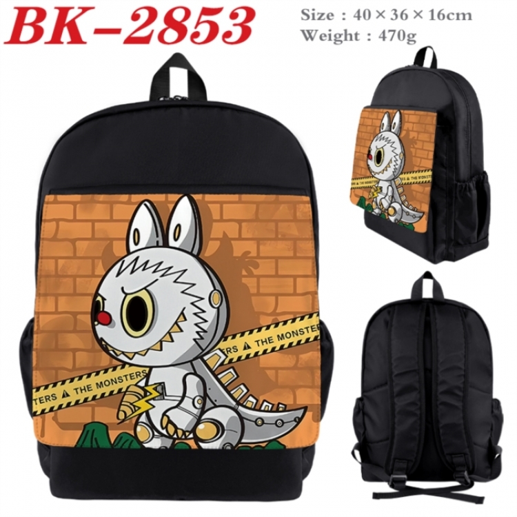 Labubu Waterproof nylon canvas flip color picture backpack 40X36X16CM
