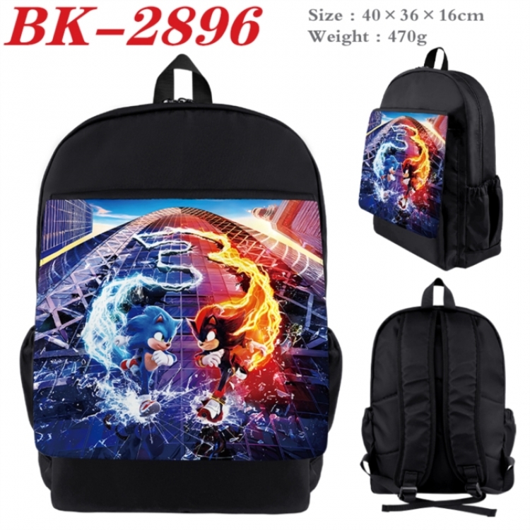 Sonic The Hedgehog Waterproof nylon canvas flip color picture backpack 40X36X16CM