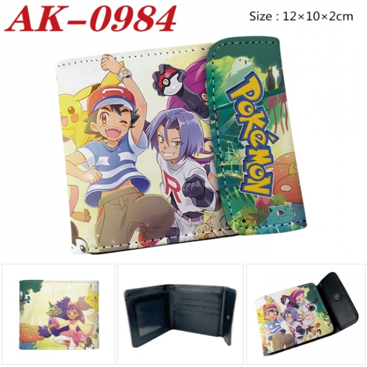 Pokemon Anime PU leather full color buckle two fold wallet 12X10X2CM