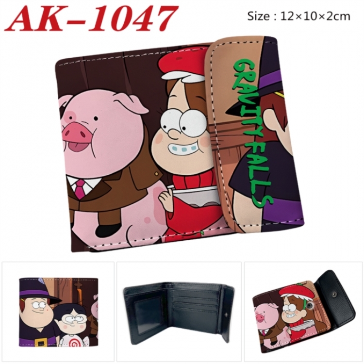 Gravity Falls Anime PU leather full color buckle two fold wallet 12X10X2CM