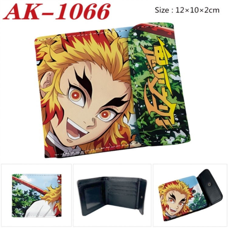 Demon Slayer Kimets Anime PU leather full color buckle two fold wallet 12X10X2CM