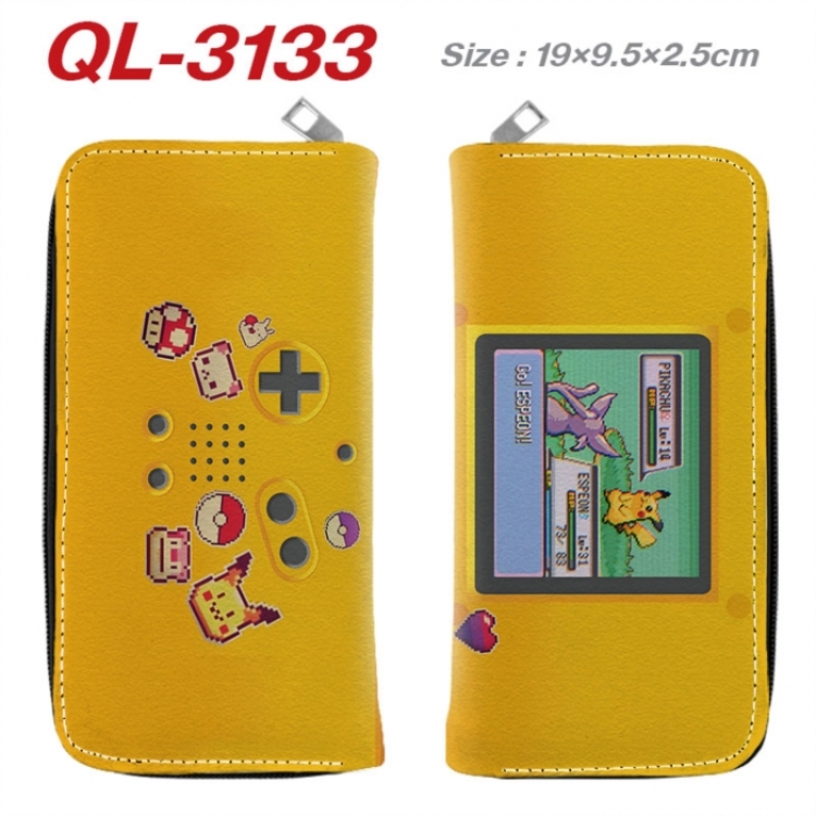 Pokemon Anime peripheral PU leather full-color long zippered wallet 19.5x9.5x2.5cm