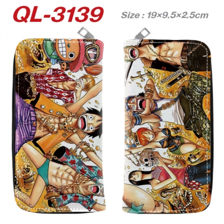 One Piece Anime peripheral PU leather full-color long zippered wallet 19.5x9.5x2.5cm