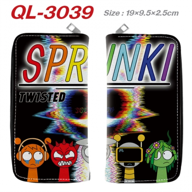 Sprunki Anime peripheral PU leather full-color long zippered wallet 19.5x9.5x2.5cm