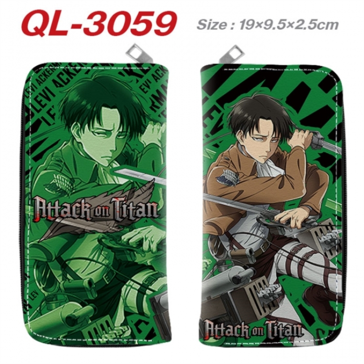 Shingeki no Kyojin Anime peripheral PU leather full-color long zippered wallet 19.5x9.5x2.5cm