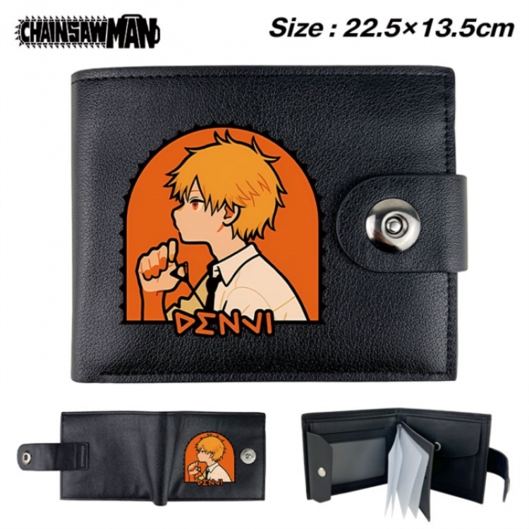 Chainsaw man Animation snap fastener black pickup bag wallet 22.5X13.5CM