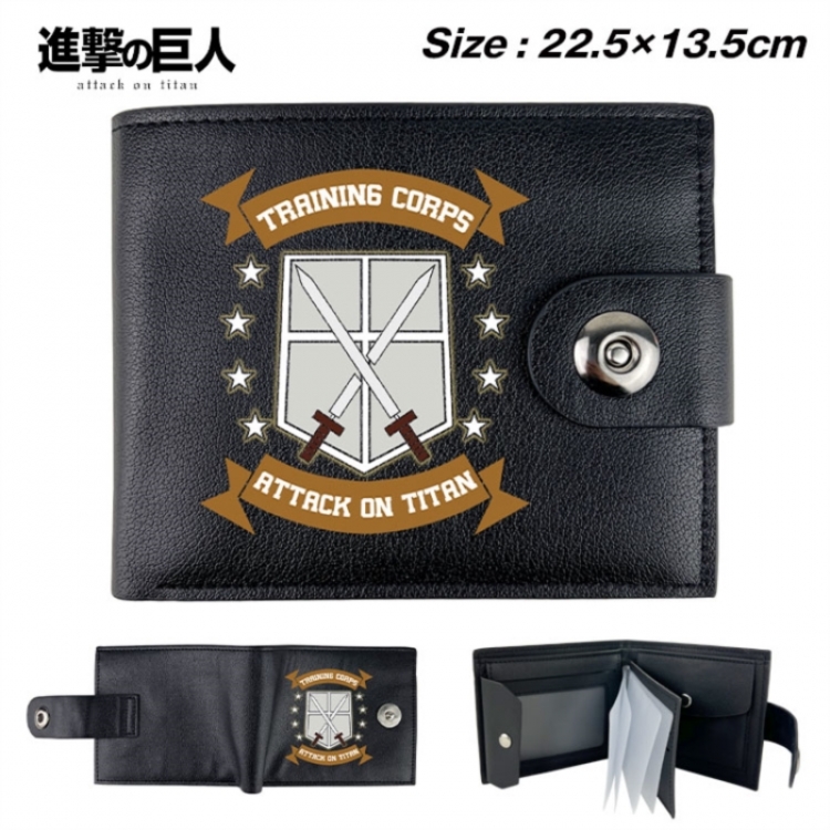 Shingeki no Kyojin Animation snap fastener black pickup bag wallet 22.5X13.5CM