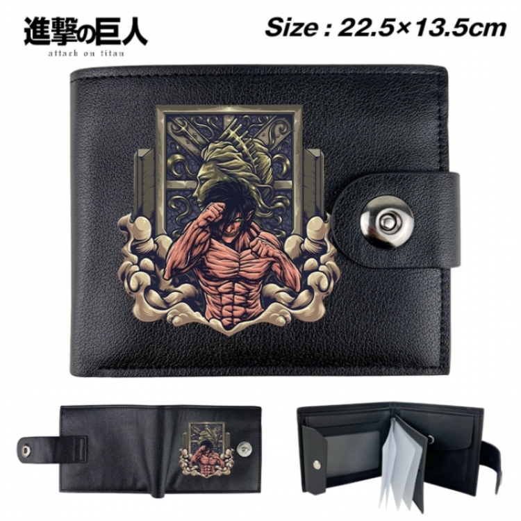 Shingeki no Kyojin Animation snap fastener black pickup bag wallet 22.5X13.5CM