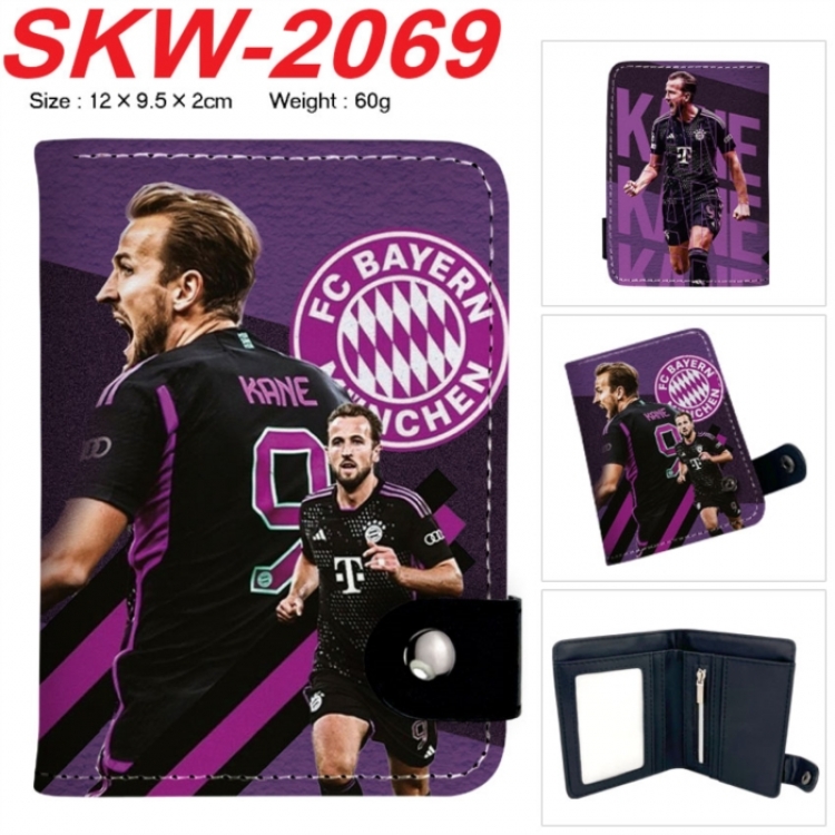 Football star Anime vertical button folding wallet 12X9.5X2CM 60g