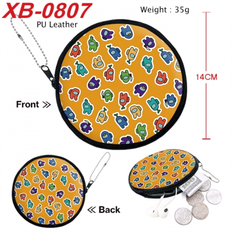 Among us Anime PU leather material circular zipper zero wallet 14cm