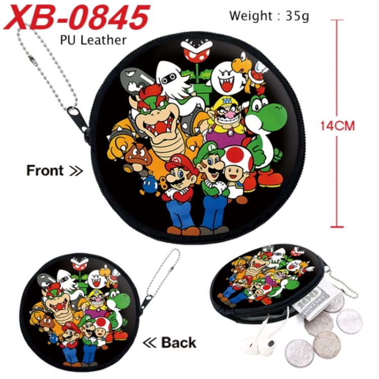 Super Mario Anime PU leather material circular zipper zero wallet 14cm