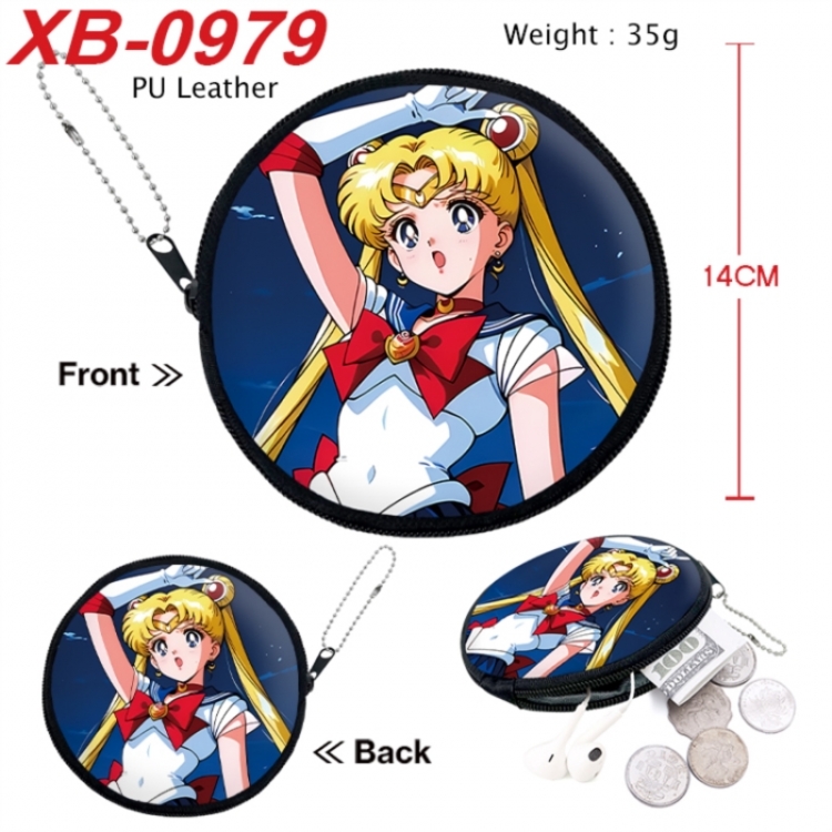 sailormoon Anime PU leather material circular zipper zero wallet 14cm