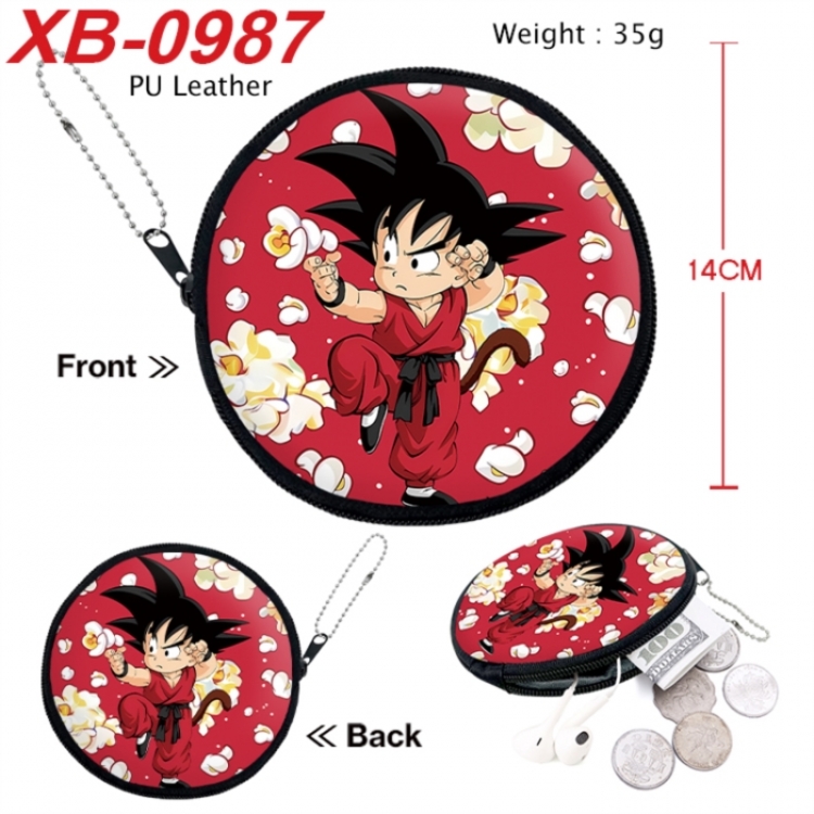 DRAGON BALL Anime PU leather material circular zipper zero wallet 14cm