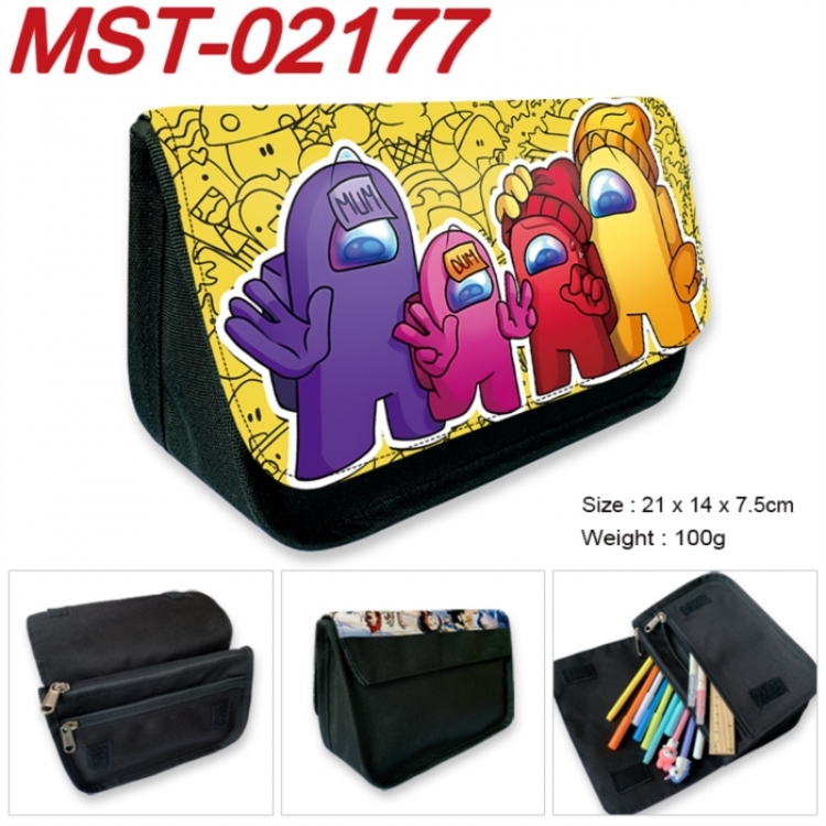 Among us  Anime Velcro canvas zipper pencil case Pencil Bag 21x14x7.5cm