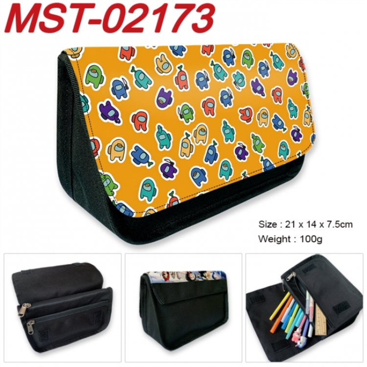 Among us  Anime Velcro canvas zipper pencil case Pencil Bag 21x14x7.5cm