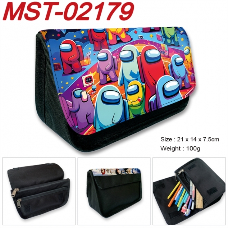Among us  Anime Velcro canvas zipper pencil case Pencil Bag 21x14x7.5cm