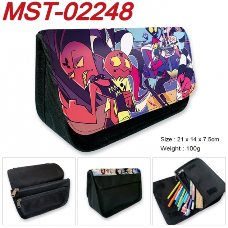 Hazbin Hotel Anime Velcro canvas zipper pencil case Pencil Bag 21x14x7.5cm
