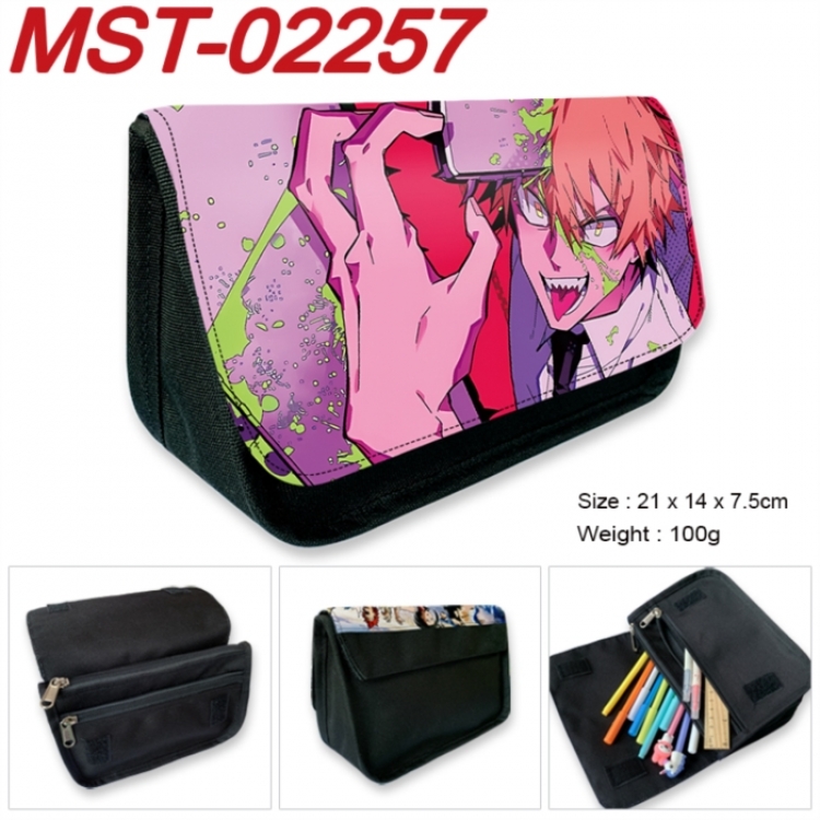 Chainsaw man Anime Velcro canvas zipper pencil case Pencil Bag 21x14x7.5cm