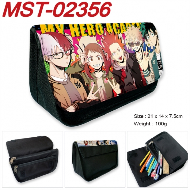 My Hero Academia Anime Velcro canvas zipper pencil case Pencil Bag 21x14x7.5cm