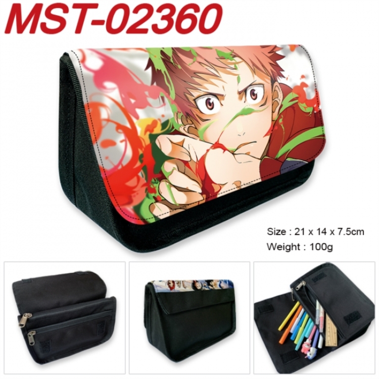 Jujutsu Kaisen Anime Velcro canvas zipper pencil case Pencil Bag 21x14x7.5cm