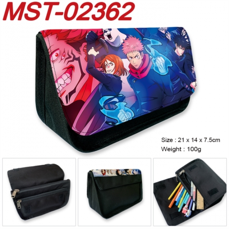 Jujutsu Kaisen Anime Velcro canvas zipper pencil case Pencil Bag 21x14x7.5cm