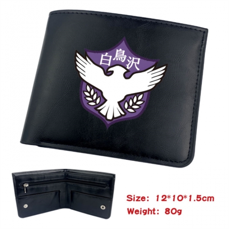 Haikyuu!! Animation soft leather inner buckle black leather wallet 12X10X1.5CM