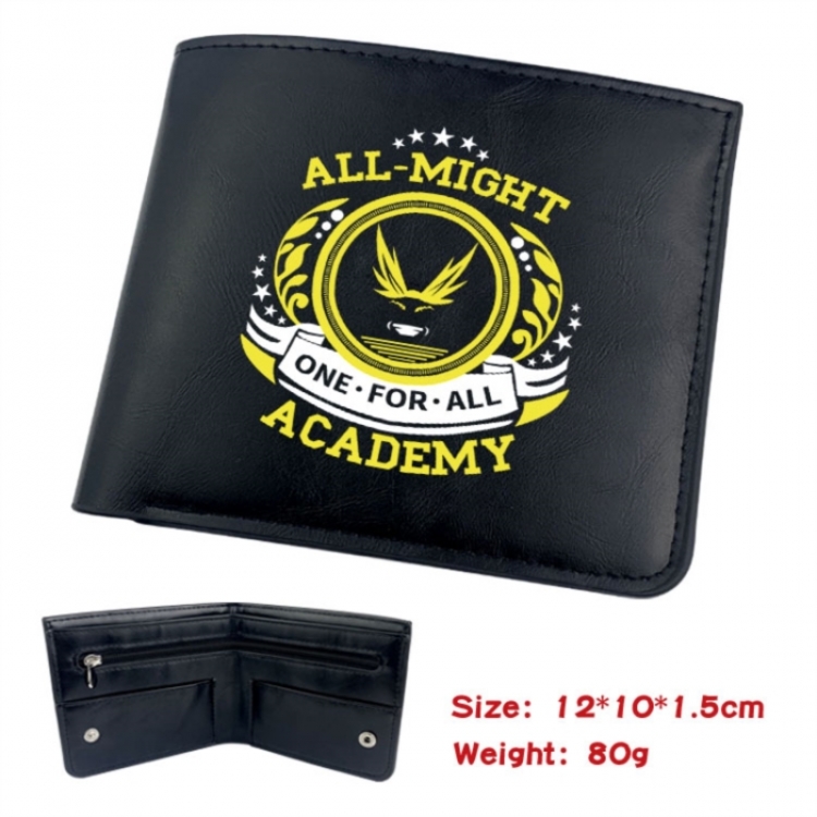 My Hero Academia Animation soft leather inner buckle black leather wallet 12X10X1.5CM