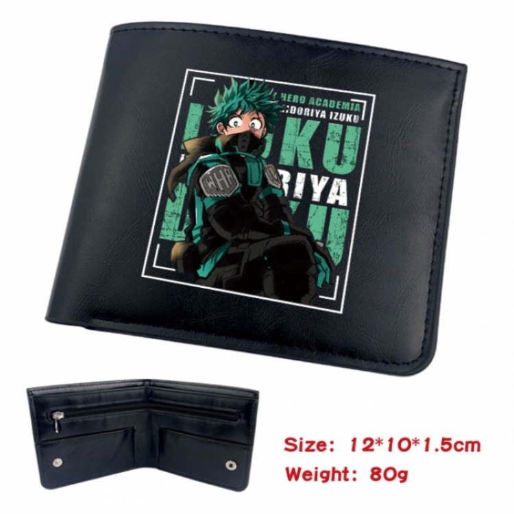 My Hero Academia Animation soft leather inner buckle black leather wallet 12X10X1.5CM