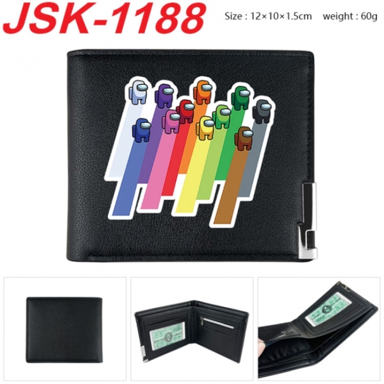 Among su Animation magnetic buckle black leather wallet 12X10X1.5CM 