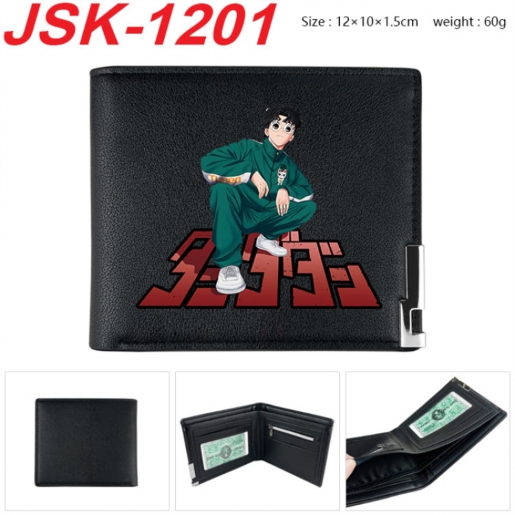 DANDADAN Animation magnetic buckle black leather wallet 12X10X1.5CM 