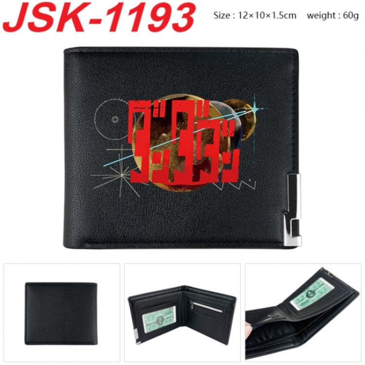 DANDADAN Animation magnetic buckle black leather wallet 12X10X1.5CM 