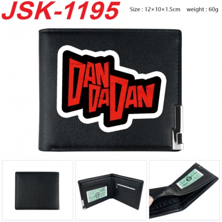DANDADAN Animation magnetic buckle black leather wallet 12X10X1.5CM 