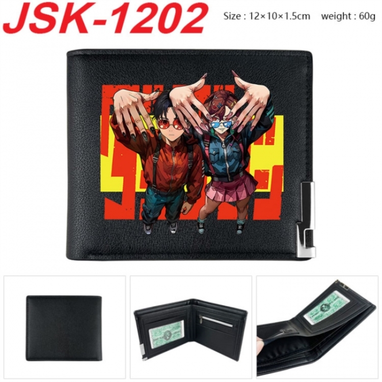 DANDADAN Animation magnetic buckle black leather wallet 12X10X1.5CM 