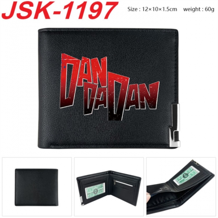 DANDADAN Animation magnetic buckle black leather wallet 12X10X1.5CM 