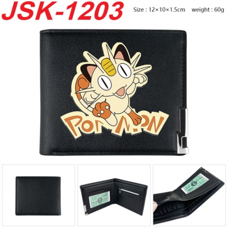 Pokemon Animation magnetic buckle black leather wallet 12X10X1.5CM 