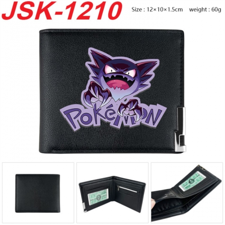 Pokemon Animation magnetic buckle black leather wallet 12X10X1.5CM 