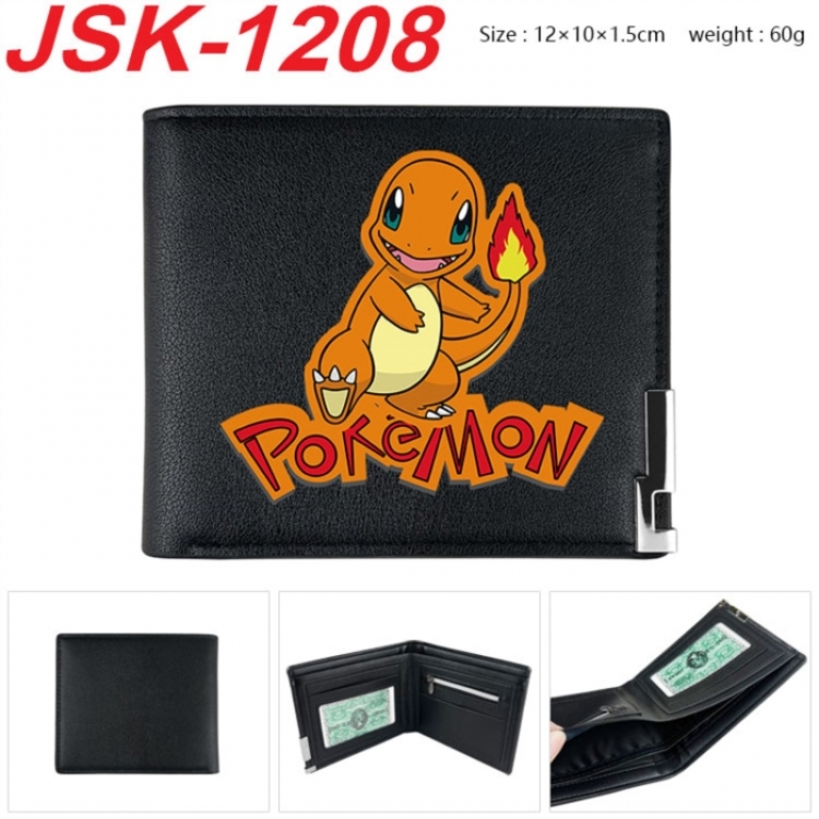 Pokemon Animation magnetic buckle black leather wallet 12X10X1.5CM 