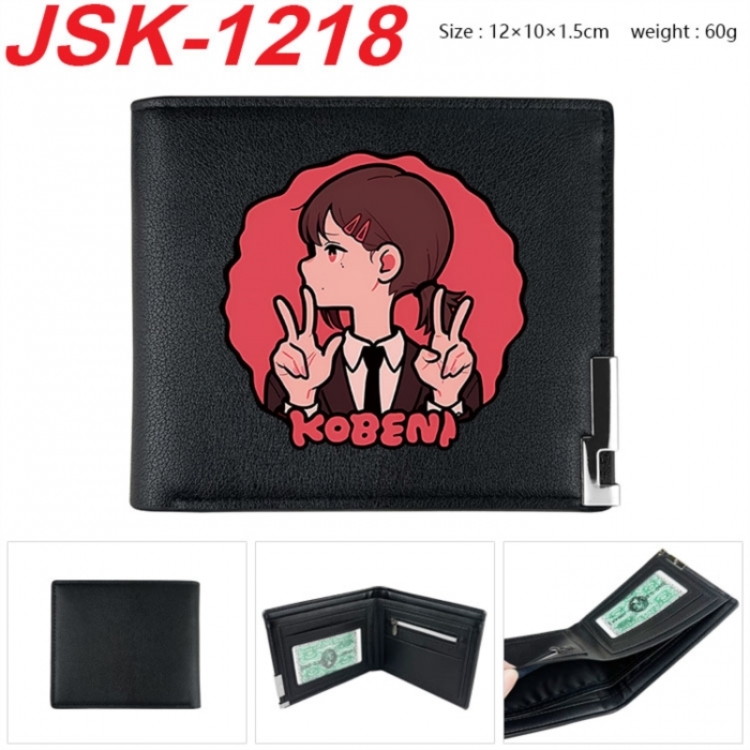 Chainsaw man Animation magnetic buckle black leather wallet 12X10X1.5CM 