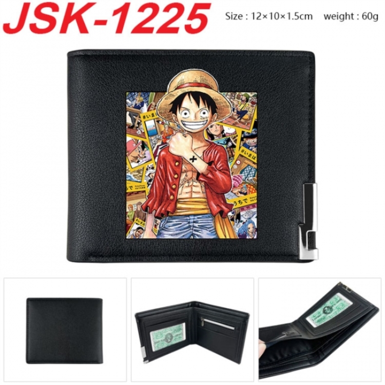 One Piece Animation magnetic buckle black leather wallet 12X10X1.5CM 