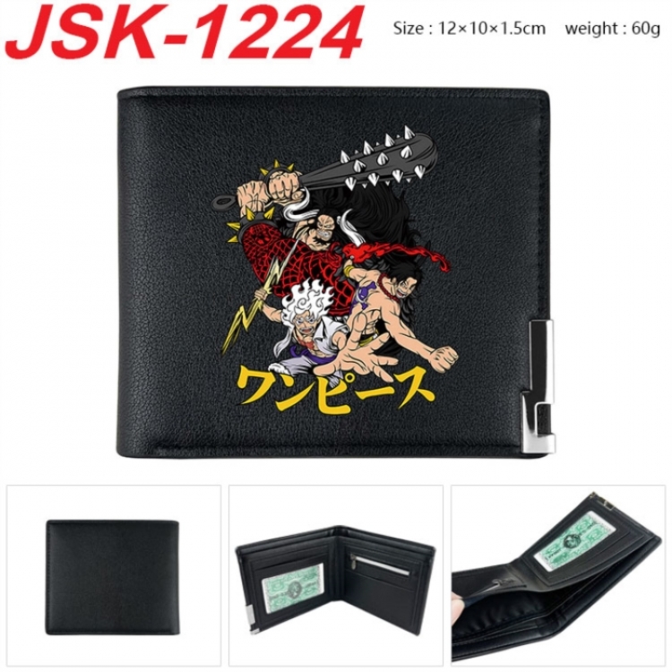One Piece Animation magnetic buckle black leather wallet 12X10X1.5CM 
