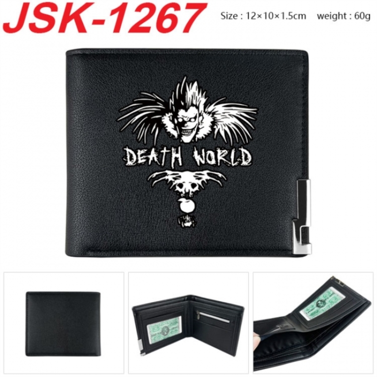 Death note Animation magnetic buckle black leather wallet 12X10X1.5CM 