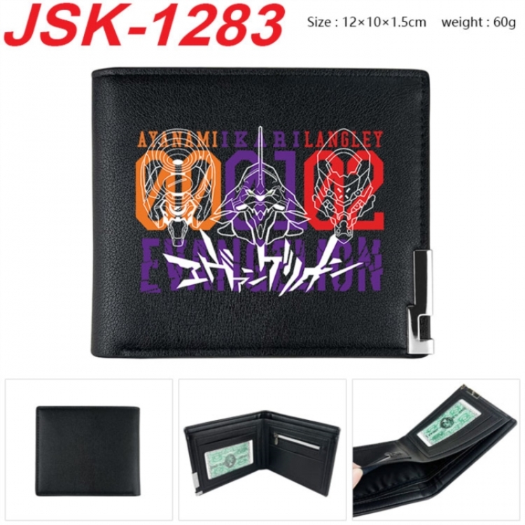 EVA Animation magnetic buckle black leather wallet 12X10X1.5CM 
